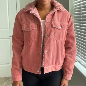 Topshop Jackets \u0026 Coats | Topshop Pink Corduroy Borg Teddy Lined Coat Size 6 | Color: Pink | Size: 6 | Kiaaar's Closet